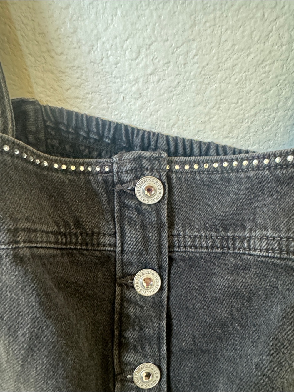 Levi's light Black Denim Button-Front Corset Tank with Stud Detail - Picture 5 of 5